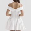Elida witte twill mini-jurk met blote schouders