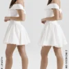 Elida witte twill mini-jurk met blote schouders