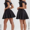 Elida zwarte mini-jurk met blote schouders