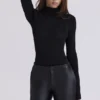 Eliena Zwarte Body’s met hoge hals en lange mouwen