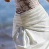 Eliette Witte Maxi-jurk met versierd kant en satijn