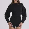 Elisetta Zwarte crêpe playsuit met contouren