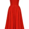 Elizabeth Italiaanse Tomato strapless midi-zomerjurk