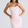 Ella Ballerina Roze Gerimpelde Stretch Mesh Mini-jurk