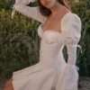 Ellerie witte katoenen mini-jurk met fluitmouwen