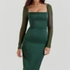 Ellica smaragdgroene midi-jurk