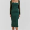 Ellica smaragdgroene midi-jurk