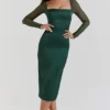Ellica smaragdgroene midi-jurk