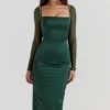 Ellica smaragdgroene midi-jurk