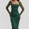 Ellica smaragdgroene midi-jurk