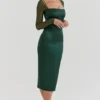 Ellica smaragdgroene midi-jurk