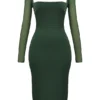 Ellica smaragdgroene midi-jurk