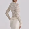 Ellie Vintage ivoorkleurige kanten Body’s met lange mouwen