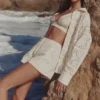 Eman witte katoenen Short met broderie anglaise