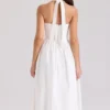 Emilia witte katoenen halternek midi-jurk