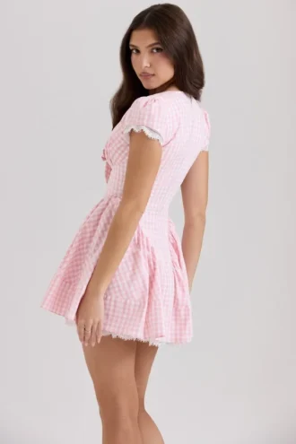 Emiliana Roze Gingham Katoenen Mini-jurk