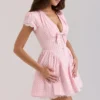 Emiliana Roze Gingham Katoenen Mini-jurk