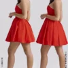 Emmanuela Italiaanse tomatenkleurige strapless geplooide mini-jurk