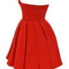 Emmanuela Italiaanse tomatenkleurige strapless geplooide mini-jurk