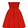 Emmanuela Italiaanse tomatenkleurige strapless geplooide mini-jurk