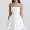Emmanuela witte strapless geplooide mini-jurk
