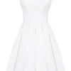 Emmanuela witte strapless geplooide mini-jurk