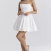 Emmanuela witte strapless geplooide mini-jurk