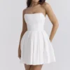 Emmanuela witte strapless geplooide mini-jurk