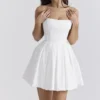 Emmanuela witte strapless geplooide mini-jurk