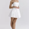 Emmanuela witte strapless geplooide mini-jurk