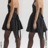 Emmanuela Zwarte strapless mini-jurk met afneembare strikken