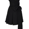 Emmanuela Zwarte strapless mini-jurk met afneembare strikken