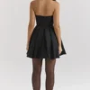 Emmanuela Zwarte strapless mini-jurk met afneembare strikken