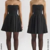 Emmanuela Zwarte strapless mini-jurk met afneembare strikken