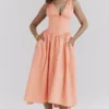 Emmelina Sorbet katoenen korset-Zomerjurk
