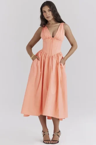 Emmelina Sorbet katoenen korset-Zomerjurk