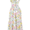 Emmelina witte katoenen korsetjurk met vintage rozenprint