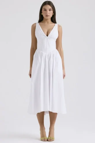Emmelina witte katoenen korsetjurk voor de zomer