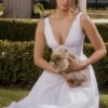 Emmelina witte katoenen korsetjurk voor de zomer