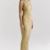 Emmie gouden metallic maxi-jurk