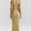 Emmie gouden metallic maxi-jurk