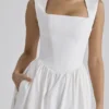 Emmy witte katoenen midi-zomerjurk