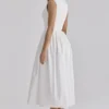 Emmy witte katoenen midi-zomerjurk