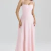Esme Blush Pink Lurex Chiffon Maxi-jurk