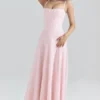 Esme Blush Pink Lurex Chiffon Maxi-jurk