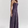 Esme Grape Lurex Chiffon Maxi-jurk