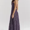 Esme Grape Lurex Chiffon Maxi-jurk