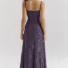 Esme Grape Lurex Chiffon Maxi-jurk