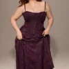 Esme Grape Lurex Chiffon Maxi-jurk