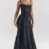 Esme middernachtblauwe lurex chiffon maxi-jurk